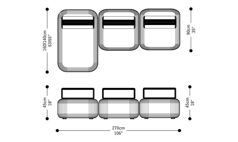 Image of the main dimensions of the product
